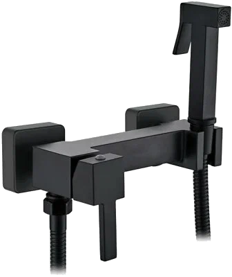 5398В-7L Смеситель LED с гигиеническим душем (черный)