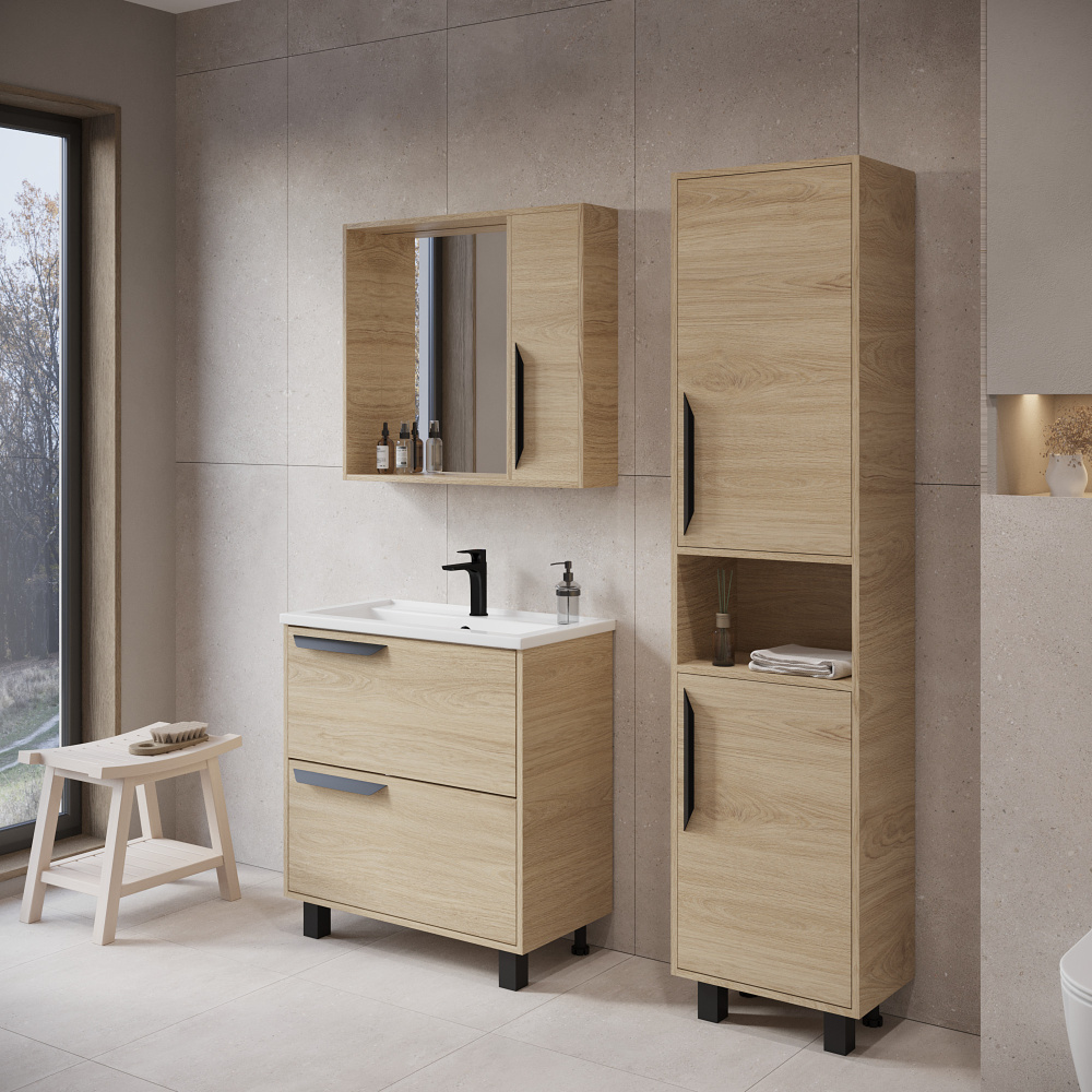 Зеркало-шкаф VIANT "Кёльн" 60 правый светлое дерево