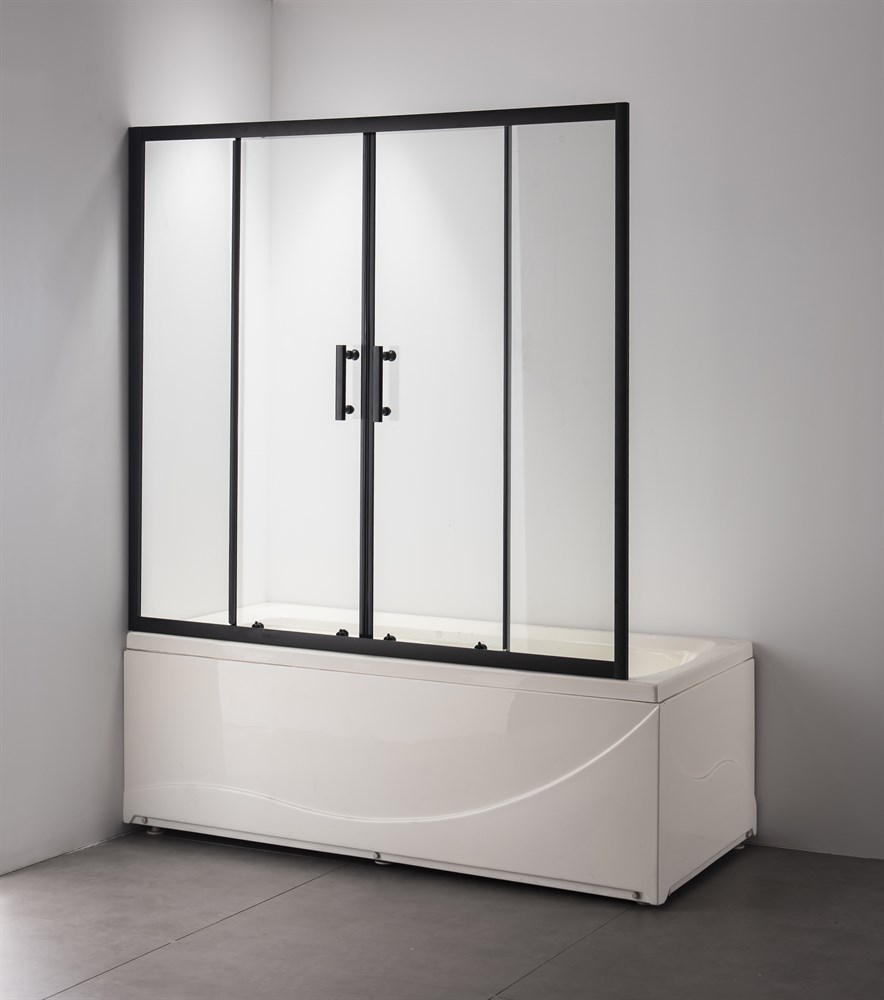 Душевая шторка 170*140 Taliente TA-1714CB (профиль черный, стекло прозрачное, 6 мм)