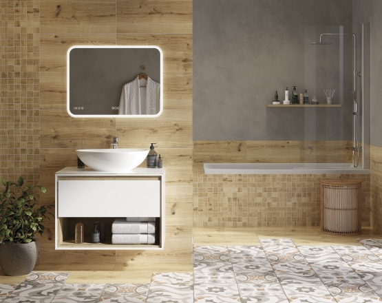 Зеркало LED 070 pro 80*60, с подсветкой, сенсор, антизапотевание, часы, ф-ция звонка