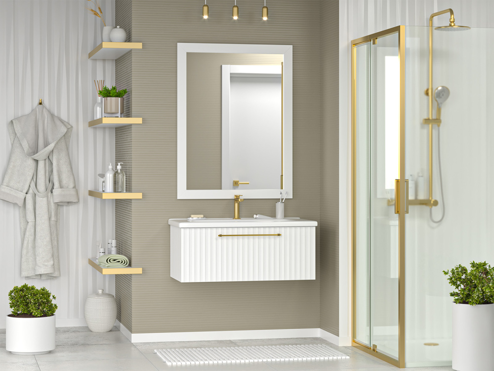 Тумба под раковину Brevita Alicante 90 подвесная (белая) с 1 ящ.