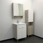 Зеркало-шкаф "Клеон-60" белый/дуб дымчатый