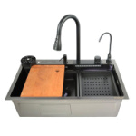 Мойка многофункциональная Dikalan 750*460 Черный, нерж KN754508