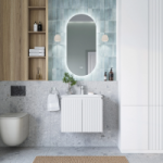 Тумба под раковину подвесная Итана BAND 60 с распашными дверцами Белый матовый Soft touch