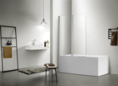 Шторка для ванны SANTREK AQUA Slim DFS2-1000-C-Chrome (маятниковая, 100*140, ст. прозр., хром)