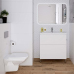 Зеркало LED 050 pro 80*55, с подсветкой, антизапотевание, смена цвета холод. тепло, часы