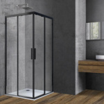 Душевой уголок Vincea 90*90*195 Soft черный, стекло прозрачное/6мм VSS-3SO900CLB