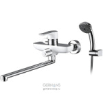 К13115W Смеситель д/ванны дл. излив, белый/хром