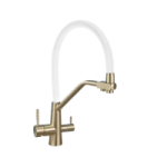 Смеситель для кухни AVRORA Kitchen AV9006G с высоким гибким изливом золото