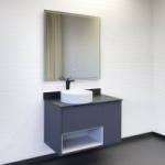 Тумба-умывальник "Джанкой-90" антрацит с черной столешницей с раков. COMFORTY 9111